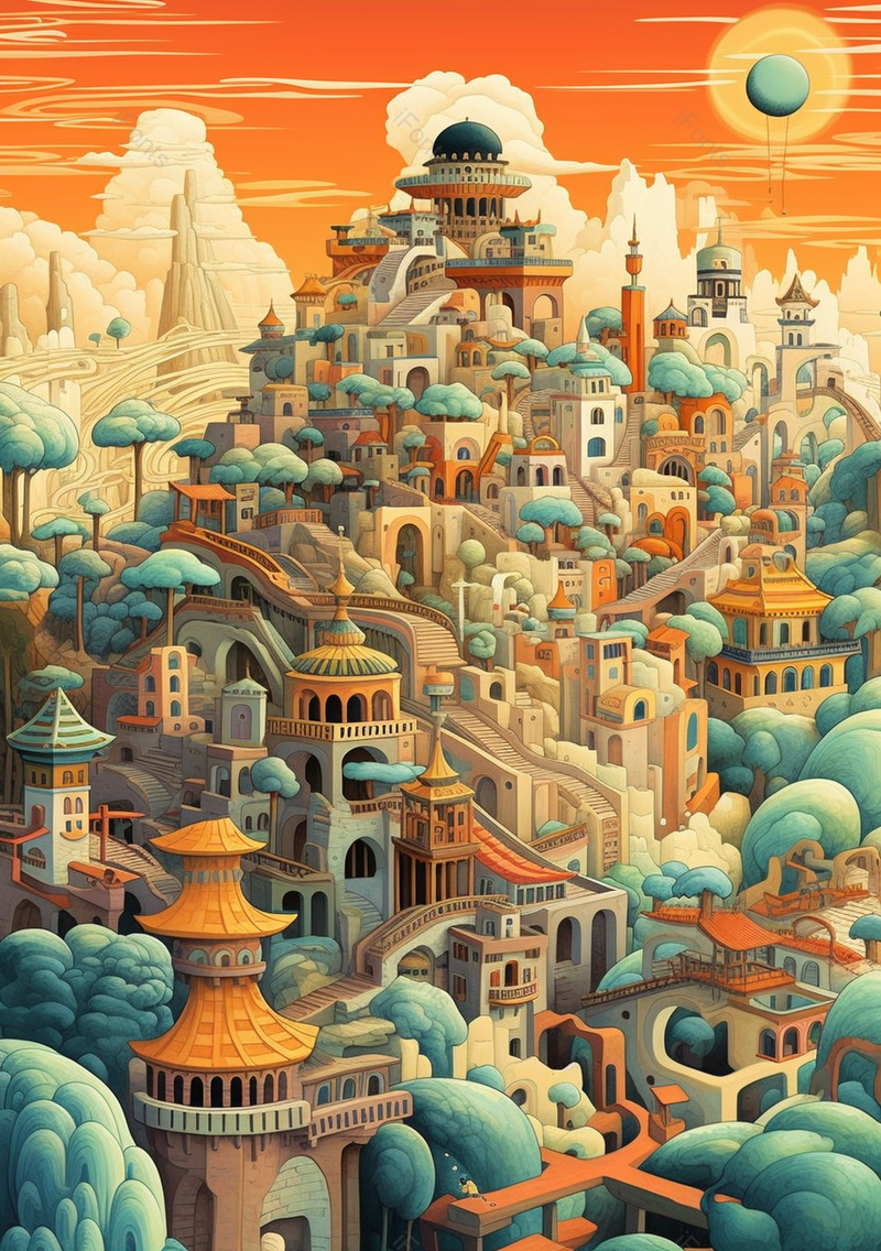 古希腊建筑山顶风景插画,插画/手绘图,插画/手绘图库,插画/手绘图下载,插画/手绘
